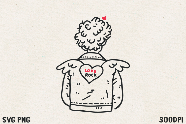 Cool Angel Back View SVG PNG | Love Rock Valentine