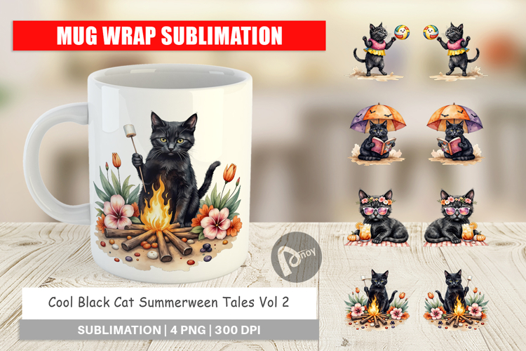 Mug Wrap Cool Cat Summerween