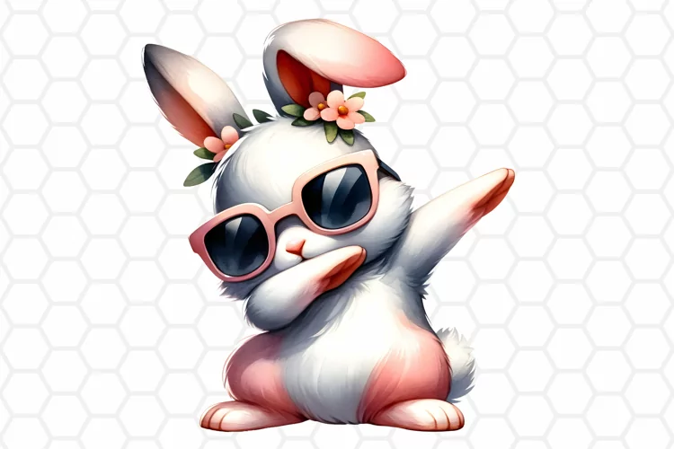 Cool Easter Bunny Watercolor Clipart | Easter PNG Design