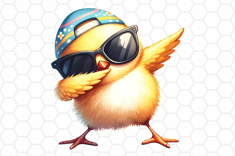 Cool Easter Chick Watercolor Clipart | PNG Design