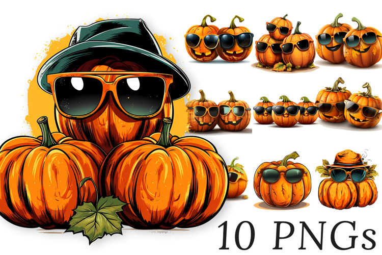 Cool Jack O’Lantern PNG Bundle 10 Designs