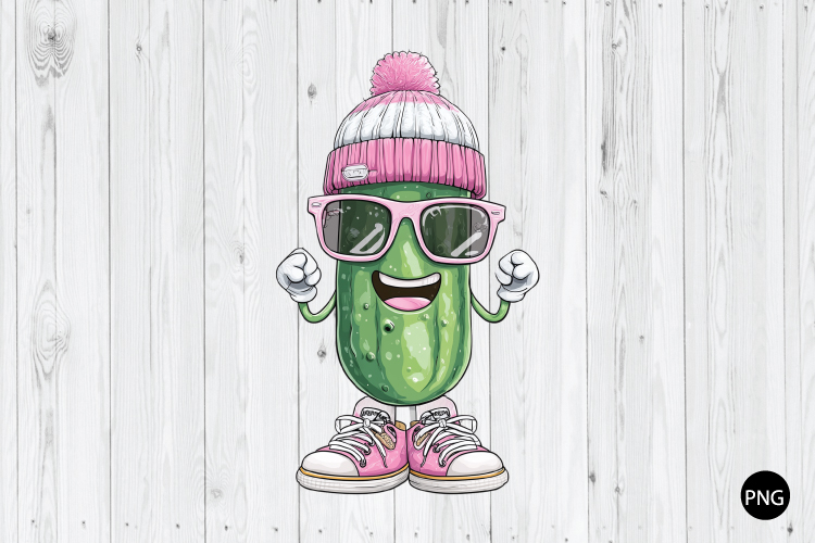 Cool Pickle Cartoon Character PNG, Funny Cucumber PNG