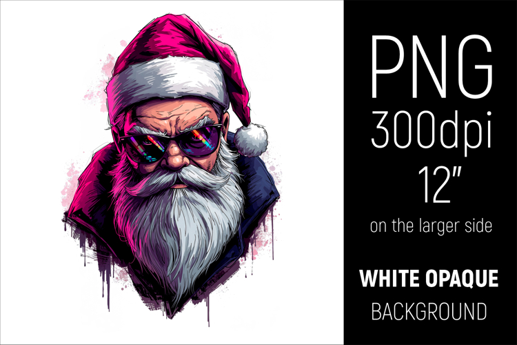 Cool Santa Clipart | Hipster Christmas Santa with Sunglasses