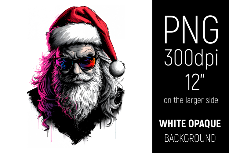 Cool Santa Clipart | Hipster Christmas Santa with Sunglasses