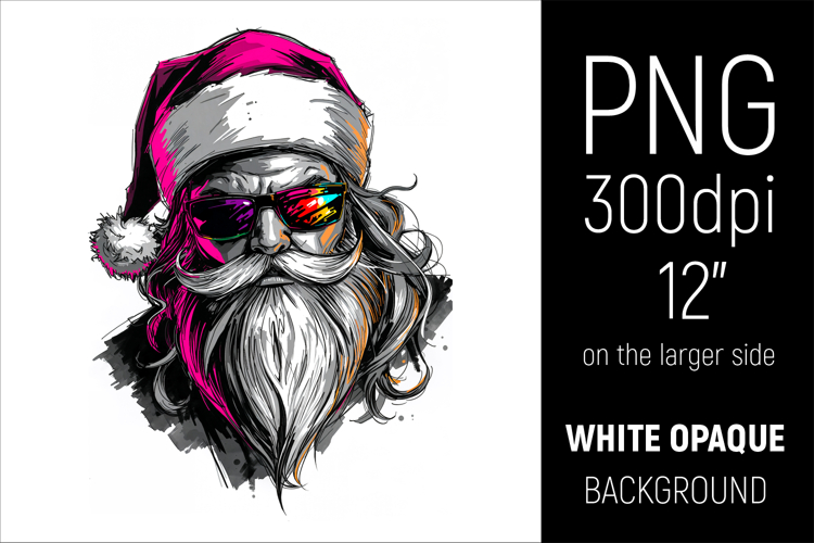 Cool Santa Clipart | Hipster Christmas Santa with Sunglasses
