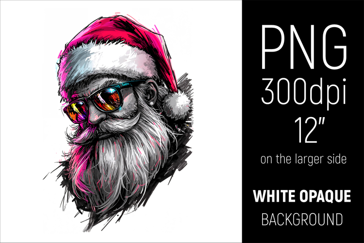 Cool Santa Clipart | Hipster Christmas Santa with Sunglasses