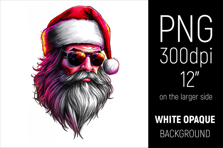 Cool Santa Clipart | Hipster Christmas Santa with Sunglasses
