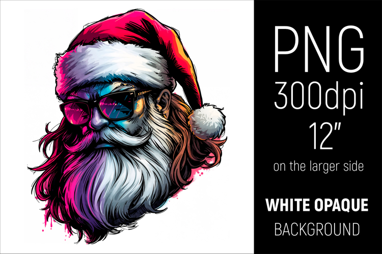 Cool Santa Clipart | Hipster Christmas Santa with Sunglasses