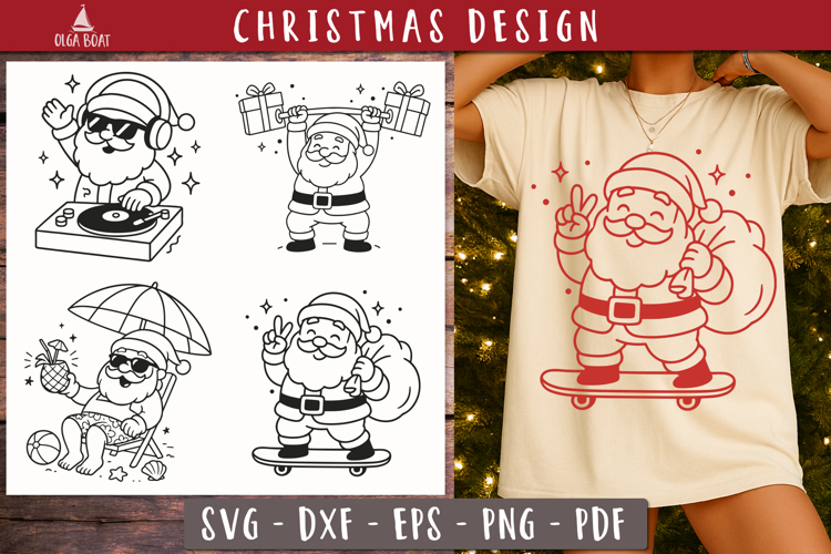 Santa Black And White Clipart Image 22