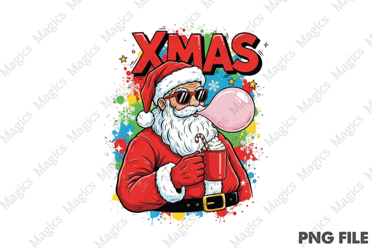 Cool Santa Xmas Art- Santa Christmas PNG