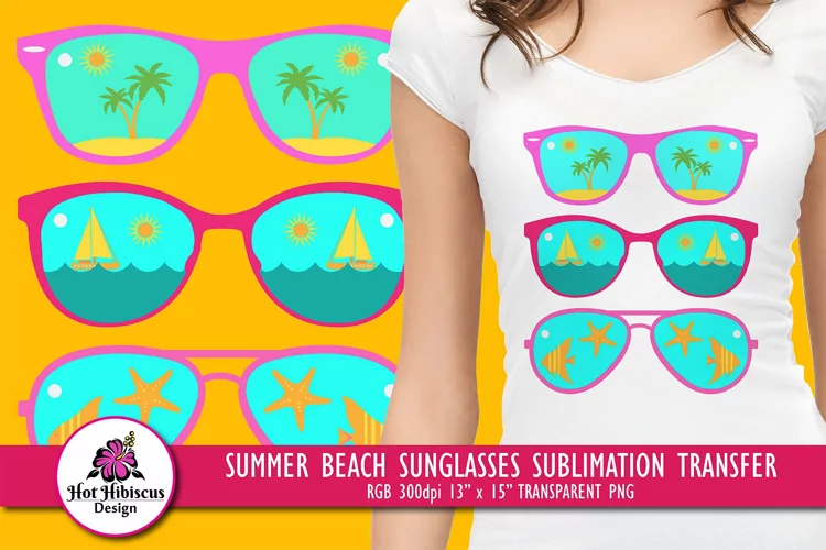 Summer Sunglasses Beach T shirt Sublimation Design