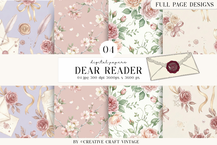 Bridgerton Seamless Pattern, watercolor paper vintage design