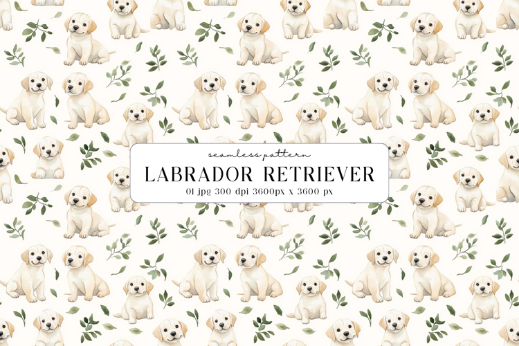 Labrador Retriever Puppy Seamless Pattern, Digital Paper