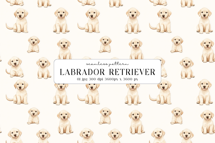 Labrador Retriever Puppy Seamless Pattern, Digital Paper