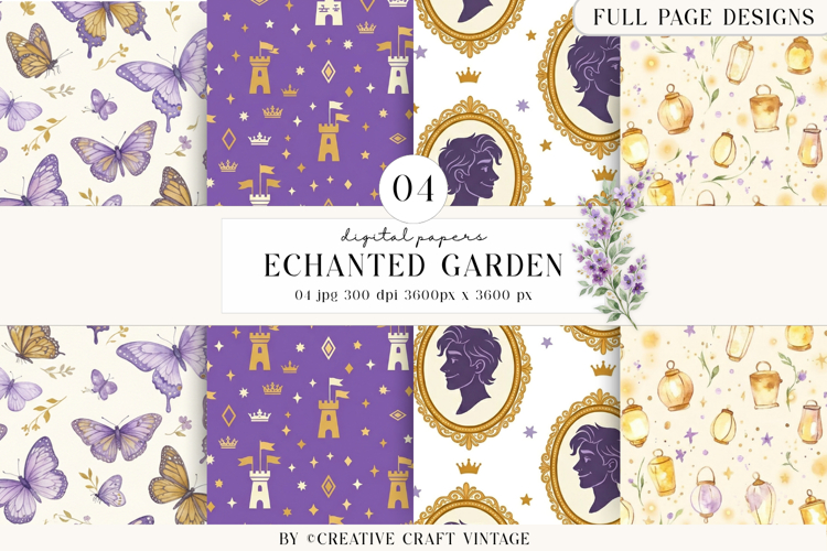 Echanted Garden Digital Paper, background design scrapbook