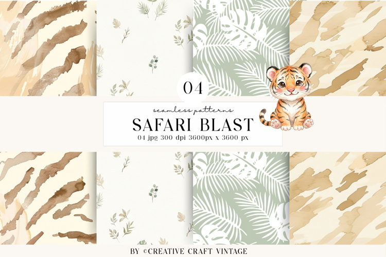 Safari Seamless Pattern, watercolor pattern, vintage design