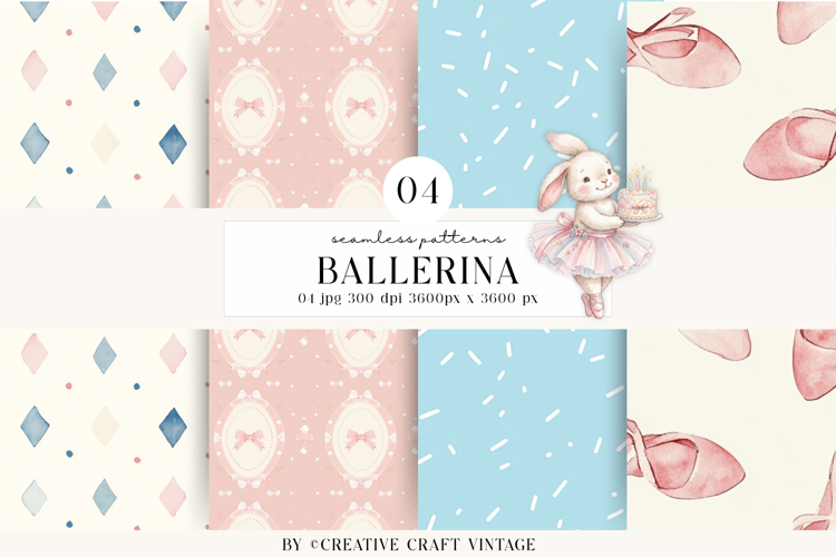 Ballerina Seamless Pattern, watercolor ballet digital paper