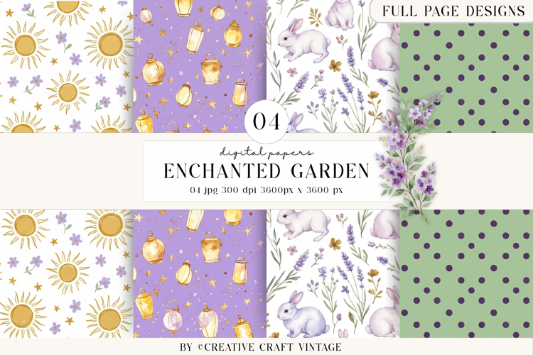 Enchanted Garden Digital Paper, background design scrapbook