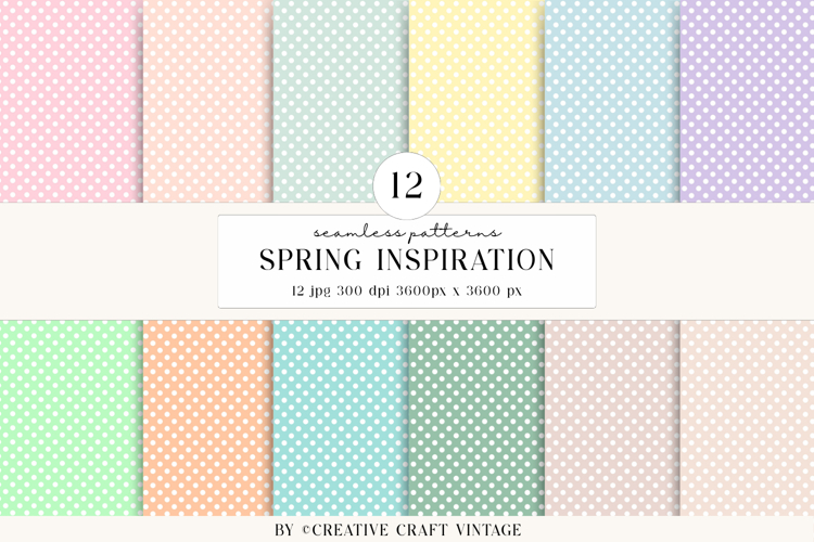 Pastel Polka Dot Seamless Patterns, digital papers