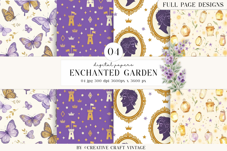 Enchanted Garden Digital Paper, background design scrapbook