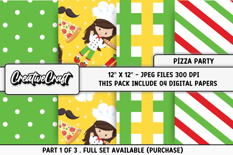 Pizza Fast Food Digital Papers, scrapbook background designs