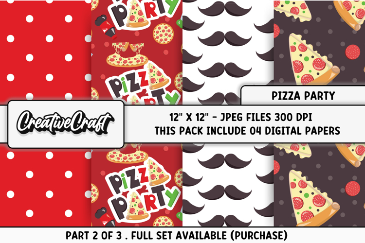 Pizza Fast Food Digital Papers, scrapbook background designs