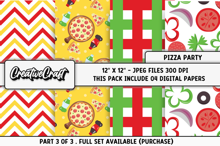 Pizza Fast Food Digital Papers, scrapbook background designs