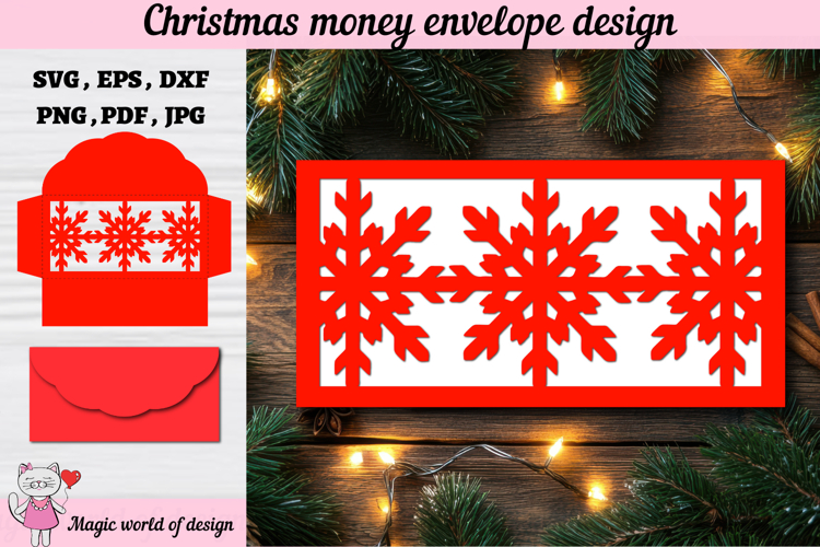Christmas Snowflakes Money Envelope svg, Papercut Gift Card