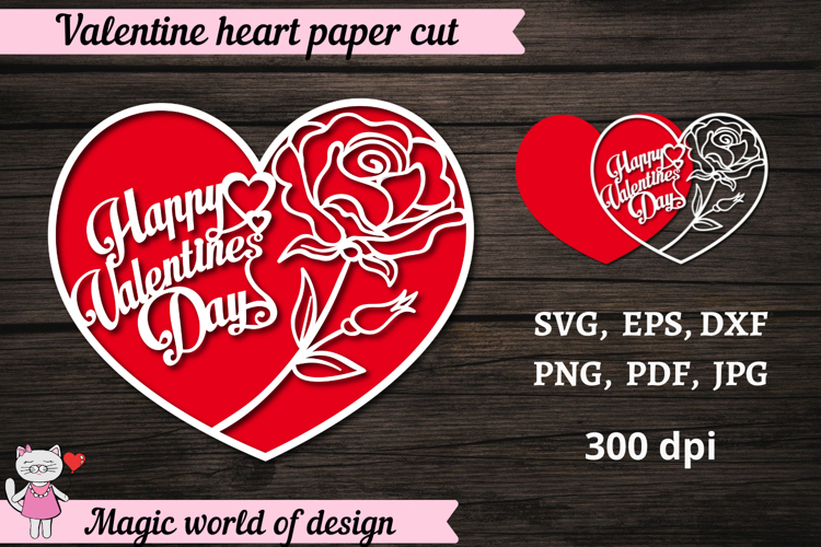 Heart Valentine, Paper Cut Template svg