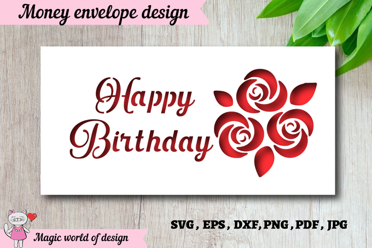 Delicate Rose Pattern Money Envelope for Birthday svg