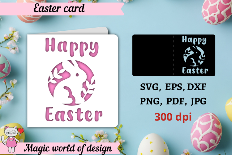 Happy Easter card, Easter paper cutting greeting card