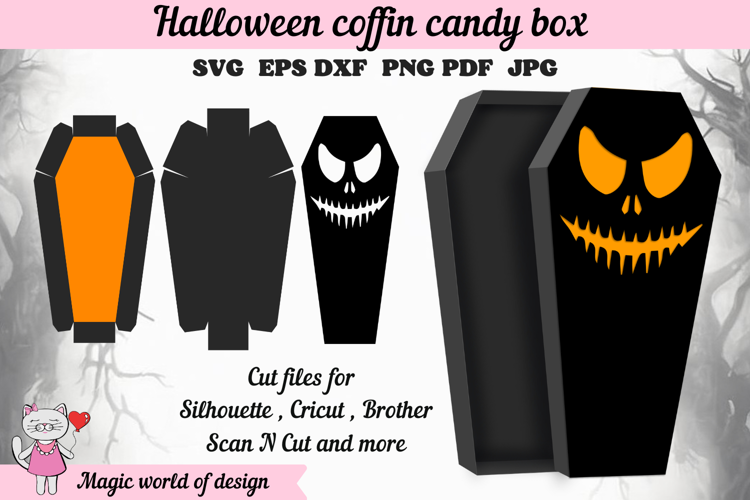 Spooky Coffin Gift Box Template, Halloween SVG