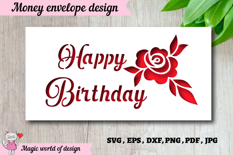 Luxury Rose Pattern Money Envelope for Birthday svg