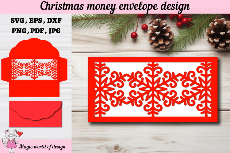 Christmas Snowflakes Money Envelope svg, Papercut Gift Card