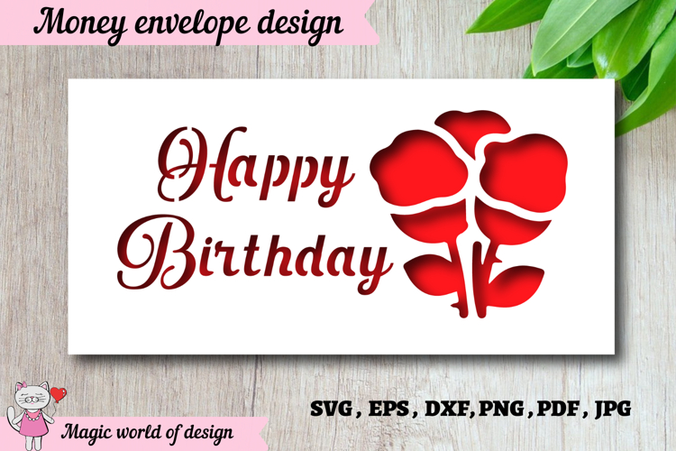 Birthday money envelope SVG for cash gifts, Papercut Gift
