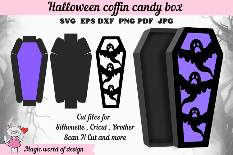 Halloween Coffin Box SVG Template, Spooky Paper Gift box
