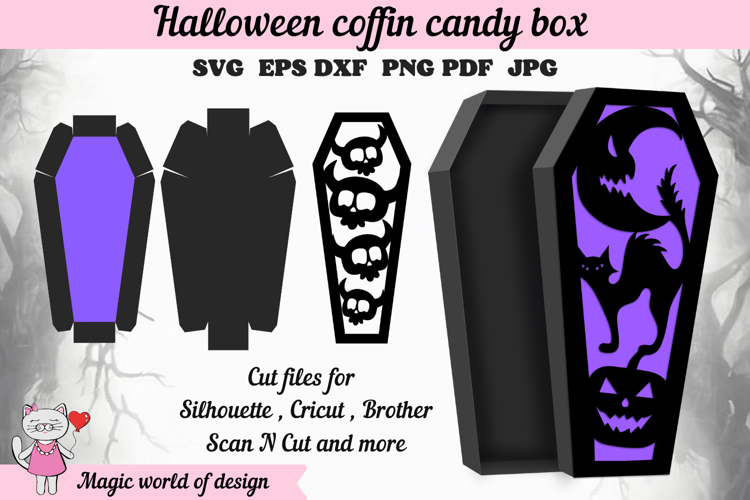 Halloween Coffin Box Template, Spooky Paper