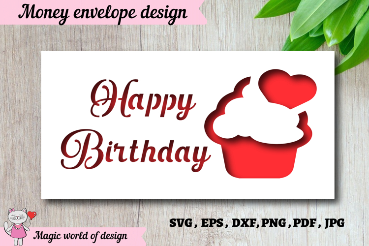 Birthday money envelope SVG for cash gifts, Papercut Gift