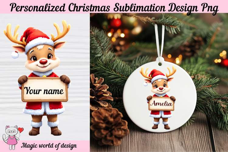 Christmas Reindeer Png, Santa Sack Personalized PNG