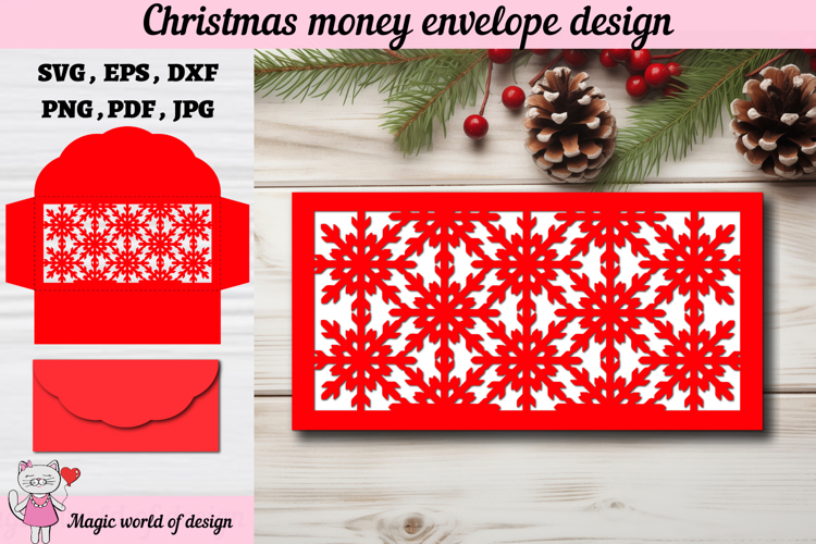 Christmas Snowflakes Money Envelope svg, Papercut Gift Card