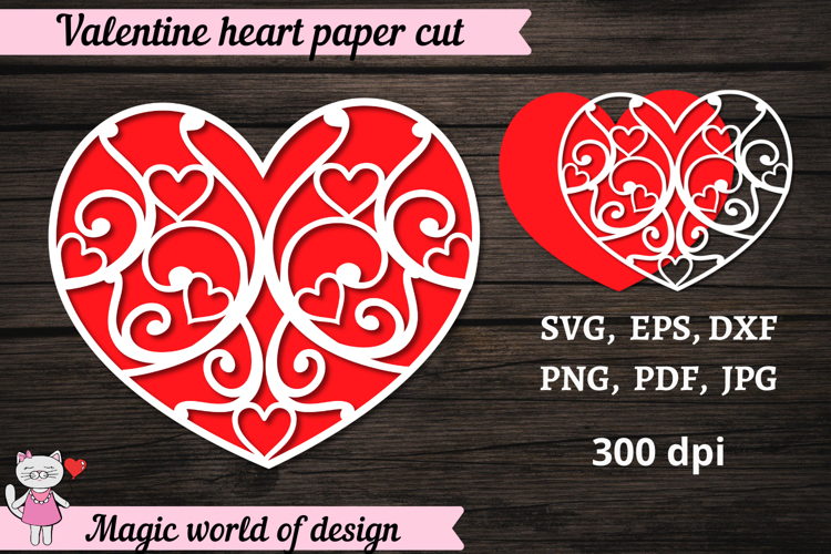 Valentines Day Heart Paper Cut Design svg