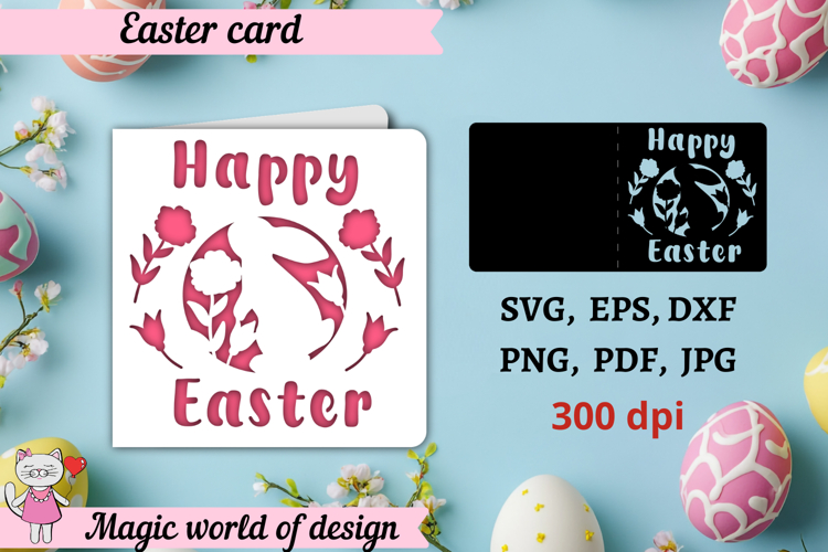 Happy Easter card svg Papercut Templates