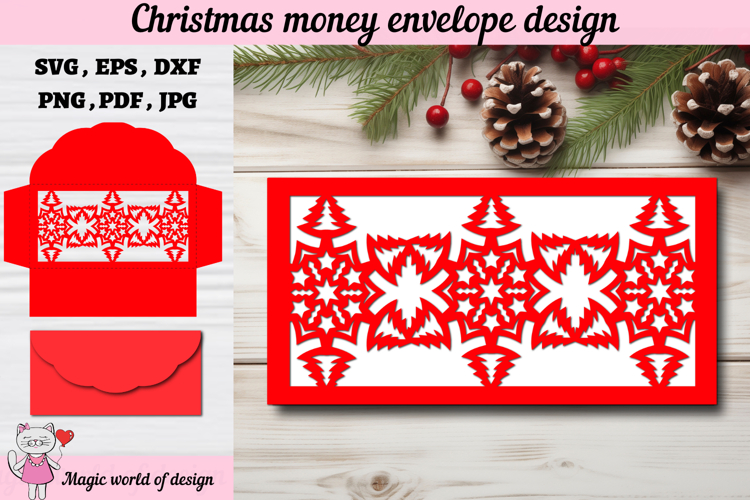 Christmas Snowflakes Money Envelope svg, Papercut Gift Card
