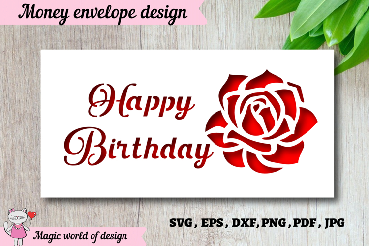 Birthday money envelope SVG for cash gifts, Papercut Gift