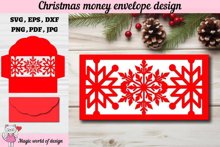 Christmas Snowflakes Money Envelope svg, Papercut Gift Card