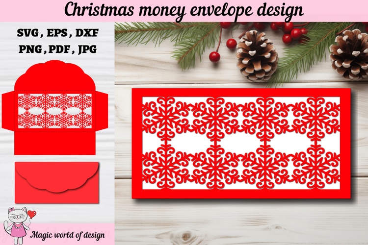 Christmas Snowflakes Money Envelope svg, Papercut Gift Card