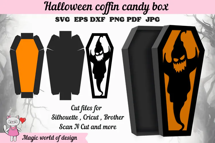Halloween Coffin Box Template, Spooky Paper Cut Design