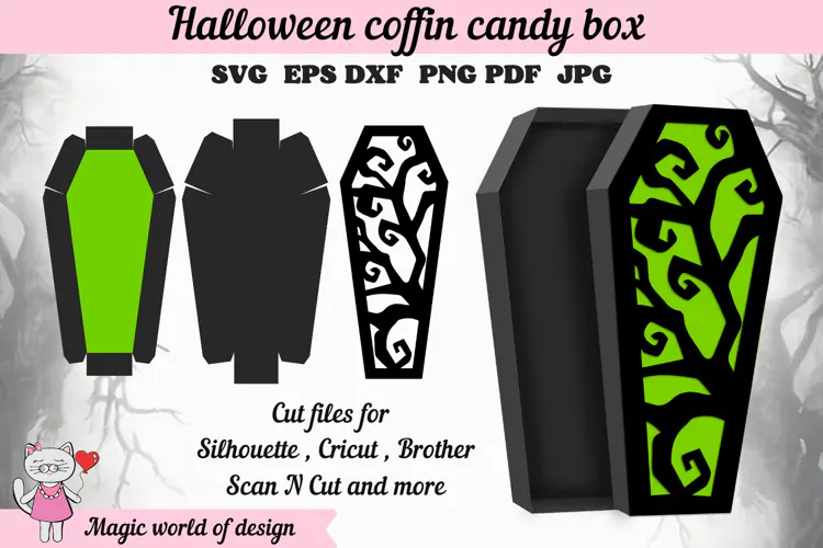 Coffin Box Printable Template, Halloween Party Box SVG