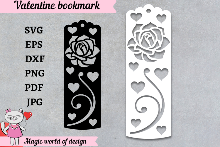 Roses Bookmarks with Hearts SVG - Love Bookmark Papercut