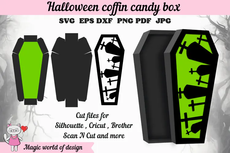 Halloween Coffin Packaging SVG, Printable Paper Gift Box